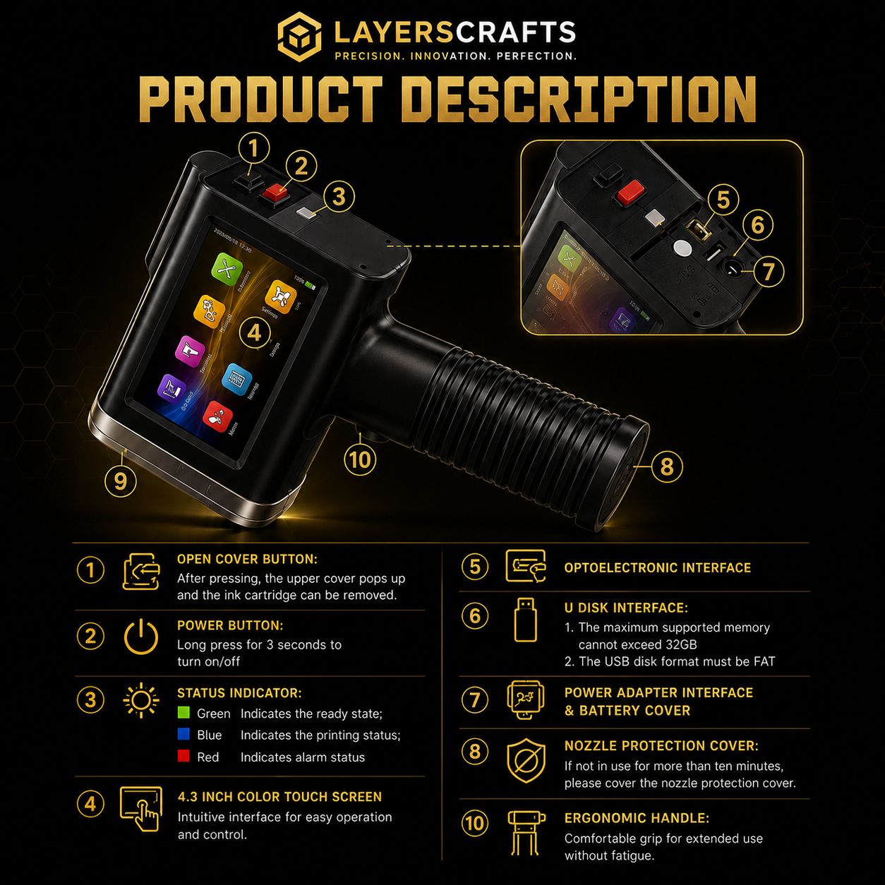 Handheld Inkjet Printer — Professional Portable Inkjet Printer